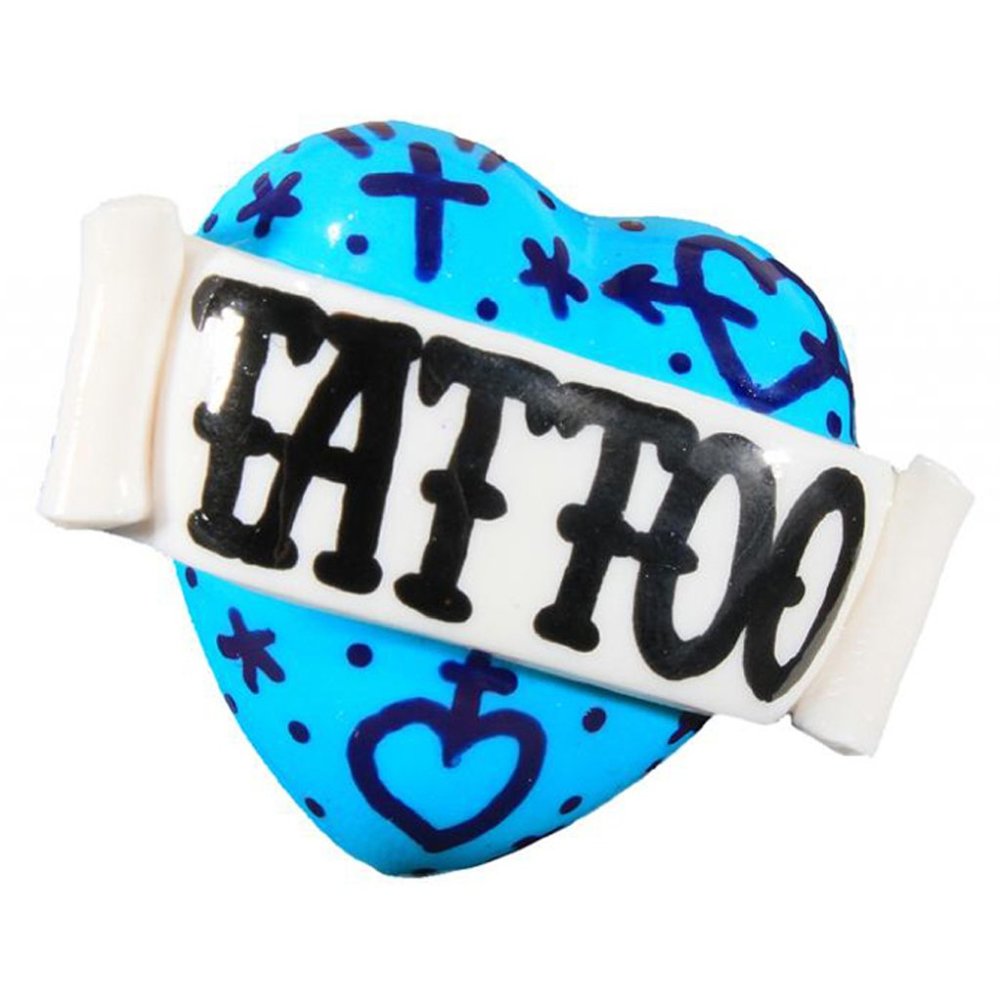 Tattoo Single Heart Ring Blue Rockabilly Ink